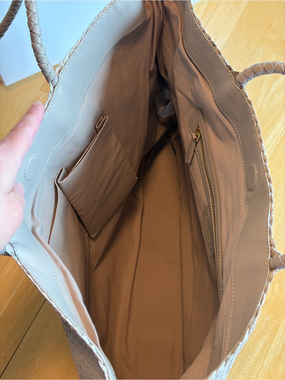 NWOT Quince Siena Handwoven Tote Taupe - Picture 10 of 11